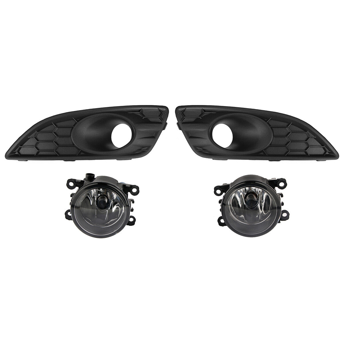Front fog lights + grille cover grill for Ford Fiesta Mk7 Zetec S Honeycomb L+R
