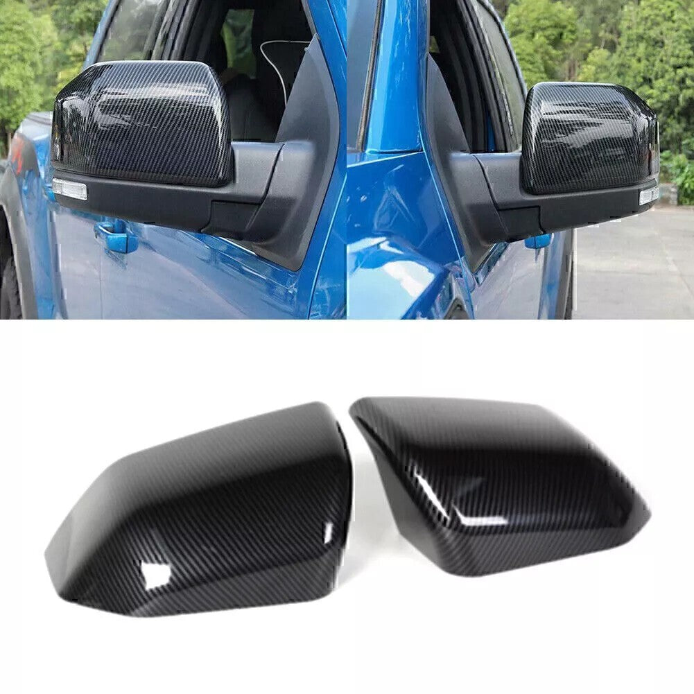 Carbon Fiber ABS Auto Rearview Mirror Cover Trim Frame Bezel for Ford F150 2015