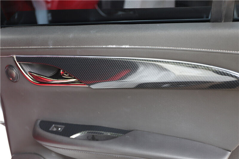 Inner Door Panel Cover Trim Car Fit for Cadillac ATSL 2014-17 Black Carbon Fiber