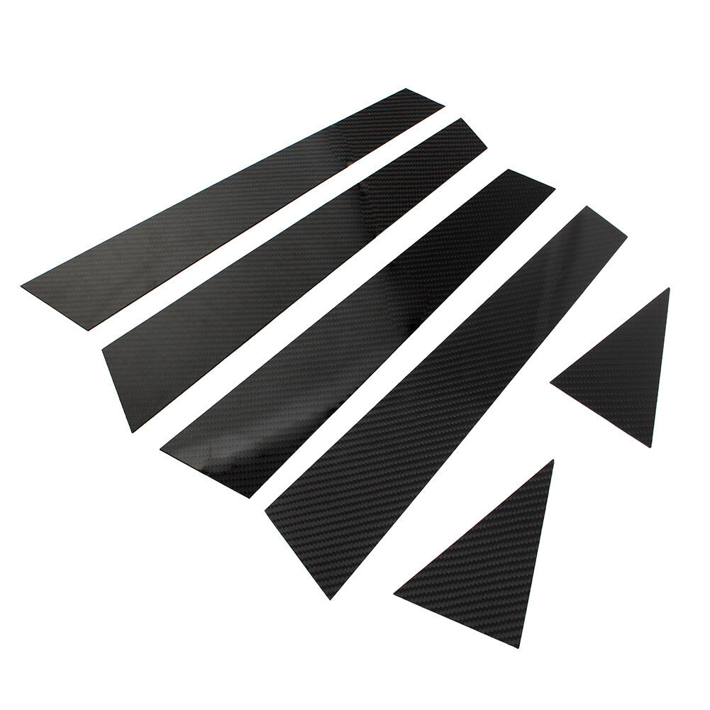 6 Pcs Carbon Fiber Set Pillar Posts Door Window Trim for Audi A6 C7 2012-2018