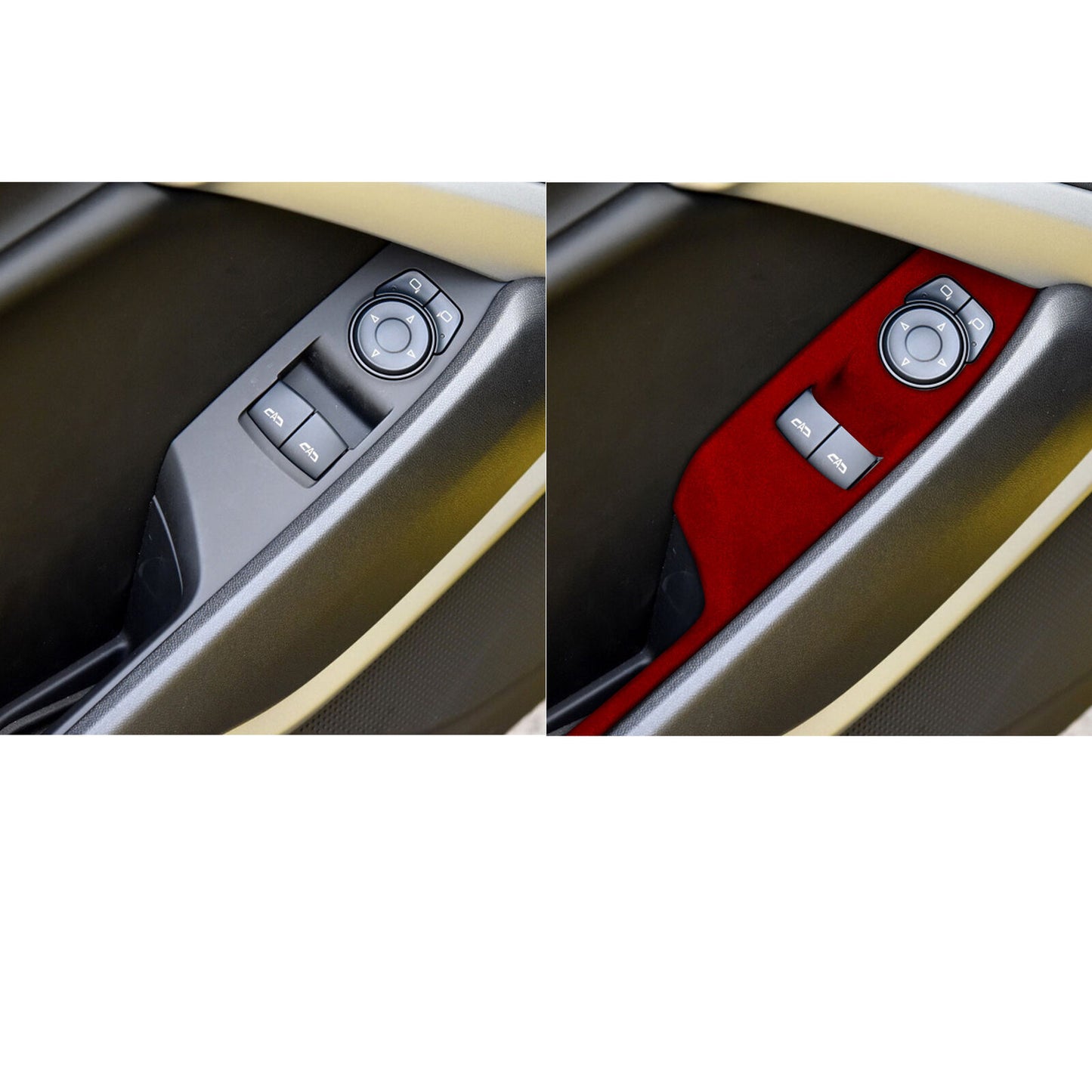 Glass Window Lifting Lock Panel Trim Fit for Chevrolet Camaro 2016-20 Red Suede