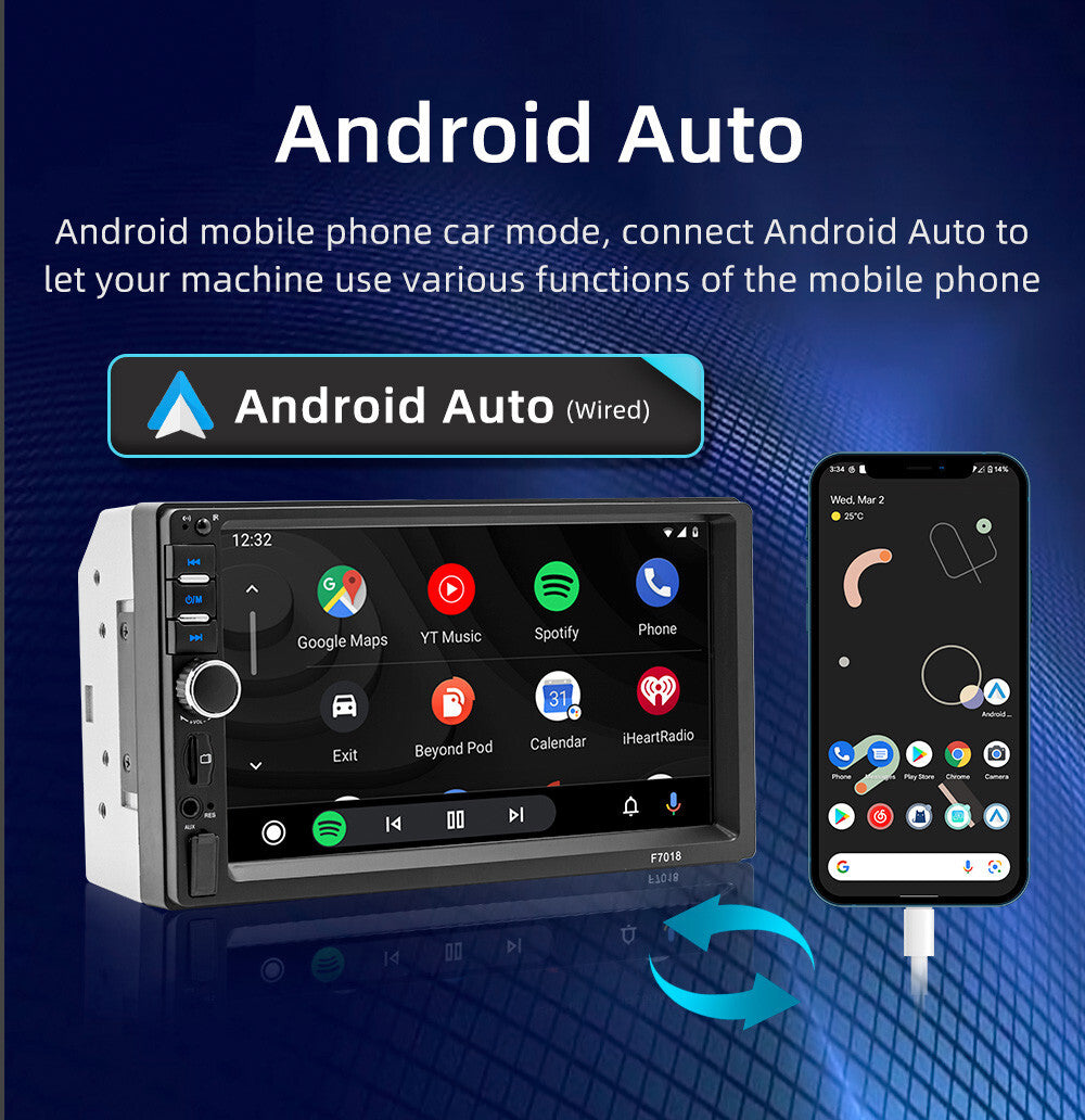 7in Car For Apple Carplay Radio Android Auto Touch Screen Bluetooth W/Camera