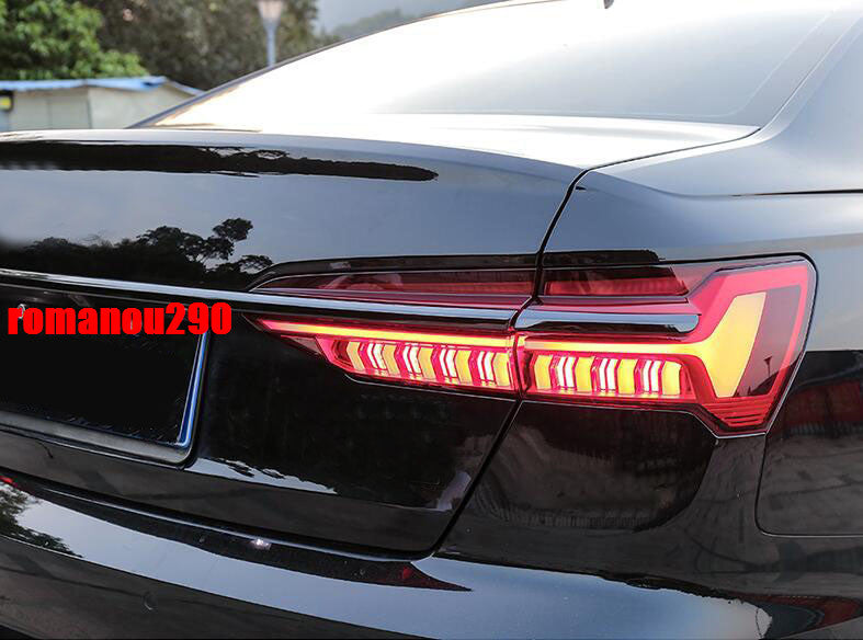 for Audi A6 C8 2019-2023 Glossy Black Rear DoorTail Light Strips Cover Trim 3P