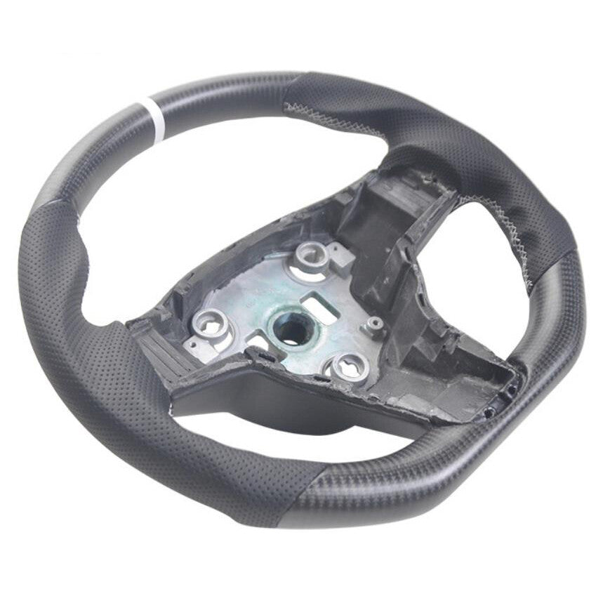 For Model 3 for Model Y No heated Real Carbon Fiber Matte Flat Steering Wheel n