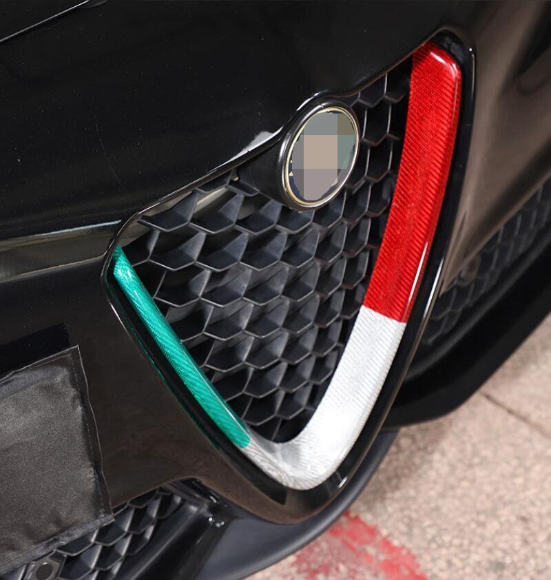 Real Carbon Fiber Front Grille Grill V Shape Cover for Alfa Romeo Giulia 2017-22