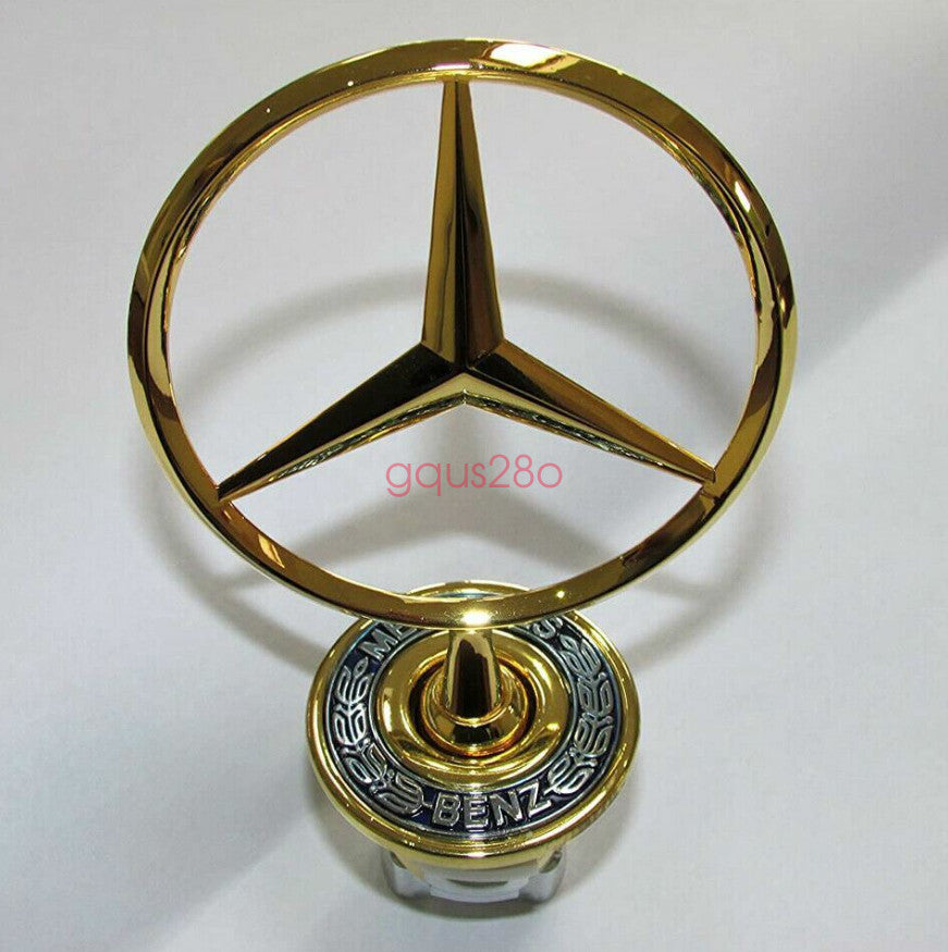 new gold star-patterned 3D range hood logo badges for W210, W202, W203, C200, and W211.