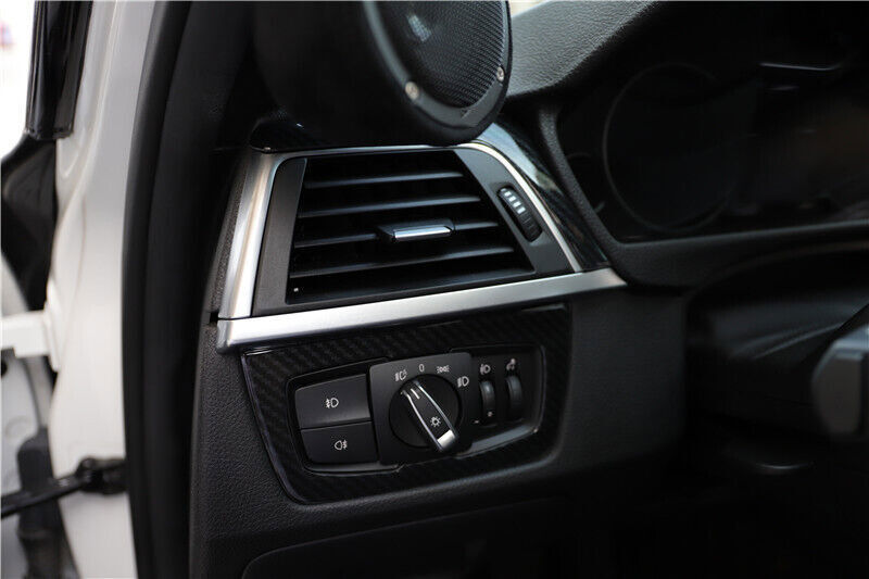 for BMW 3 Series 2014-18 Carbon Fiber Headlight Control Button Frame Cover Trim