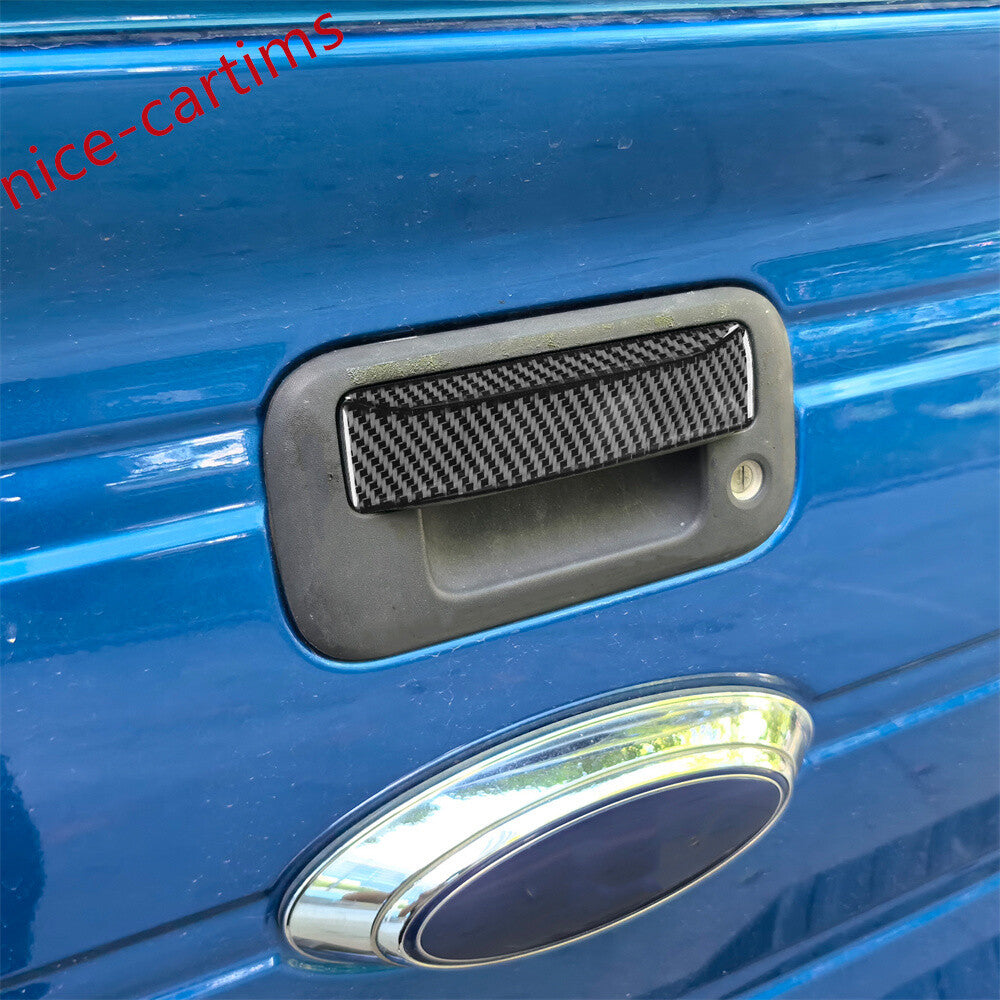 2¡ÁCarbon Fiber Tailgate Rear Trunk Handle Panel Trim Fit for Ford F150 2009-2014