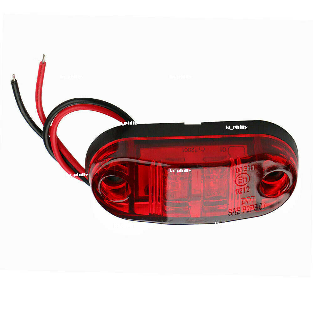 10Pcs 2 LED 12V / 24V Vehicles Truck Lorry Side Marker Turn Lamp Lights-Red Q