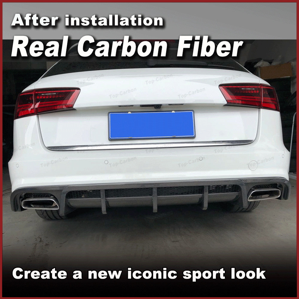 REAL CARBON Rear Bumper Diffuser Spoiler Fit for Audi A6 S-LINE S6 C7 Avant 15+