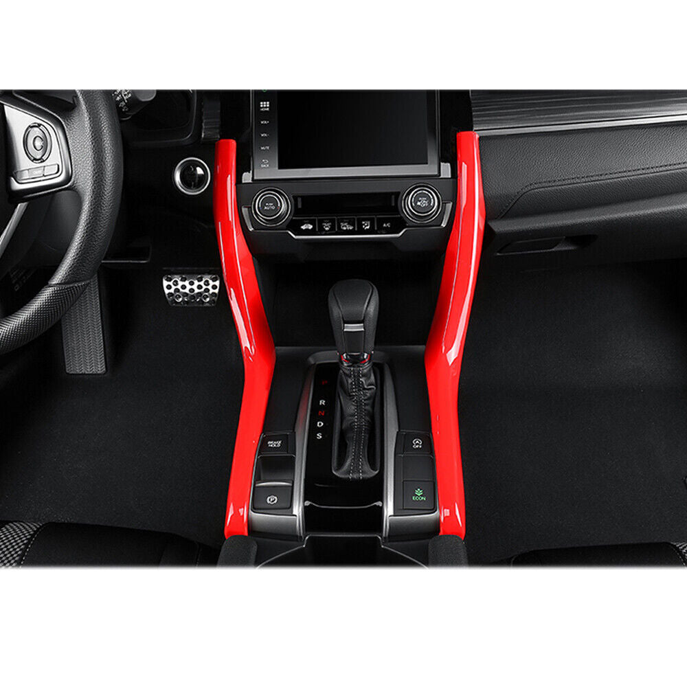 Gear Shift Both Side Cover Trim 2PCS FitFor for Honda for Civic 10th 2016-21 Bright Red