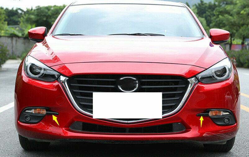 2X Fit for Mazda 3 Axela 2017-2018 Gloss Black Front Fog Lamp Light Strip Trim