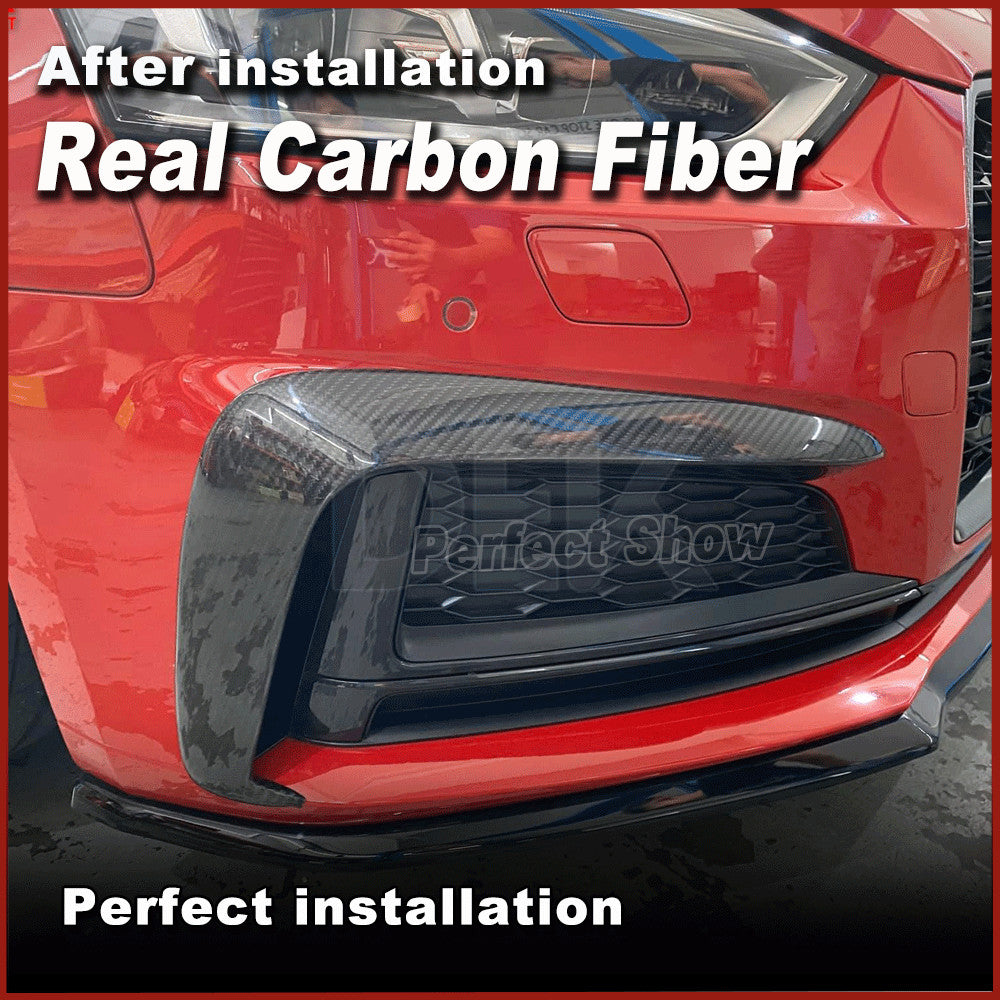 Fit for Audi A5 Sline S5 2017-19 REAL CARBON Front Bumper Splitter Spoiler Fins