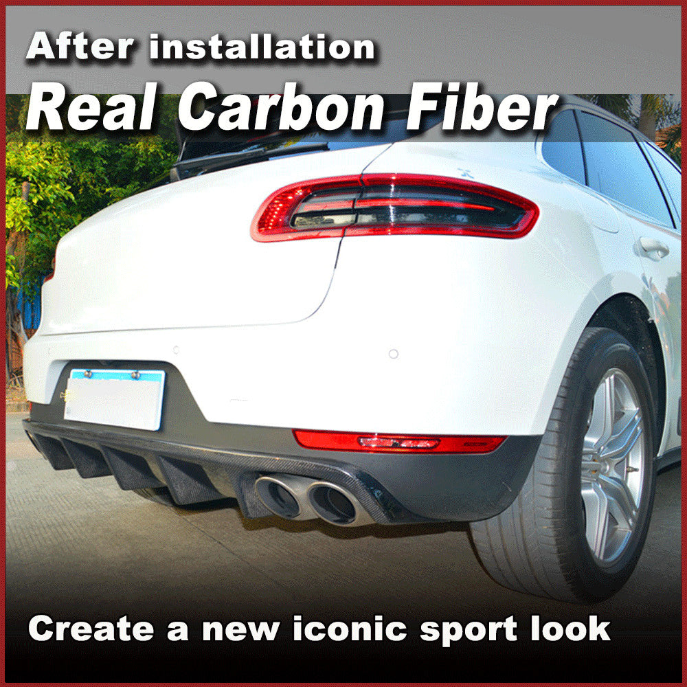 Fit for Porsche Macan 95B 2014-2020 REAL Carbon Rear Bumper Diffuser Lip Spoiler