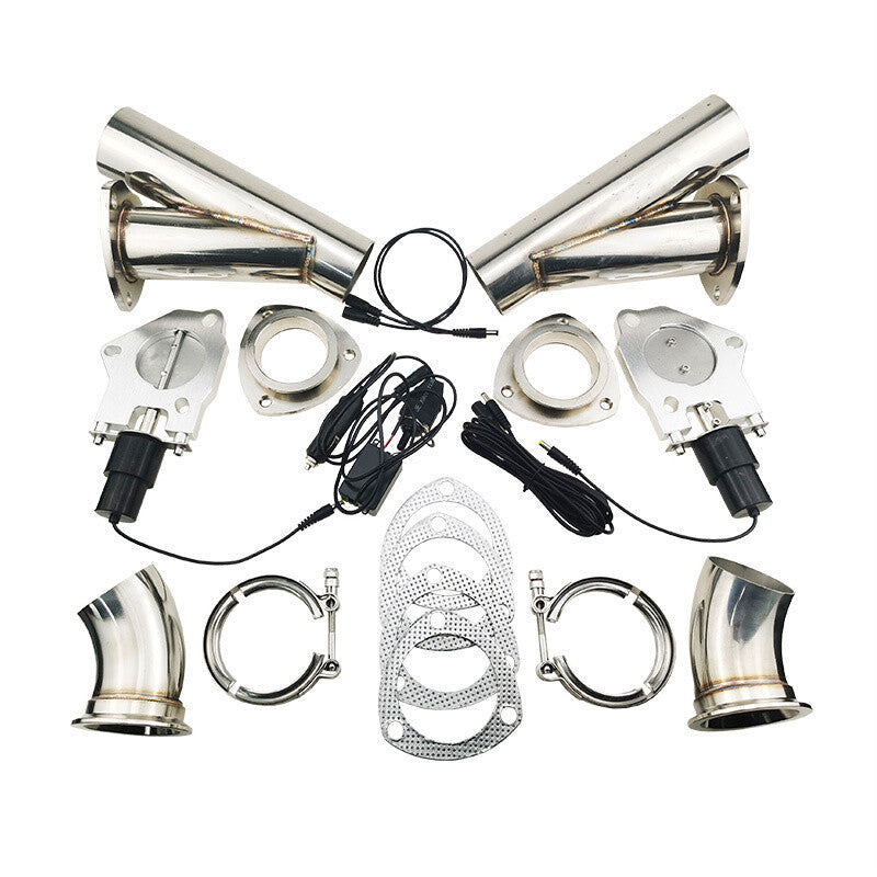 2 2inch Electric Exhaust E-Control Valve Y Catback Pipe kit with Manual Switch