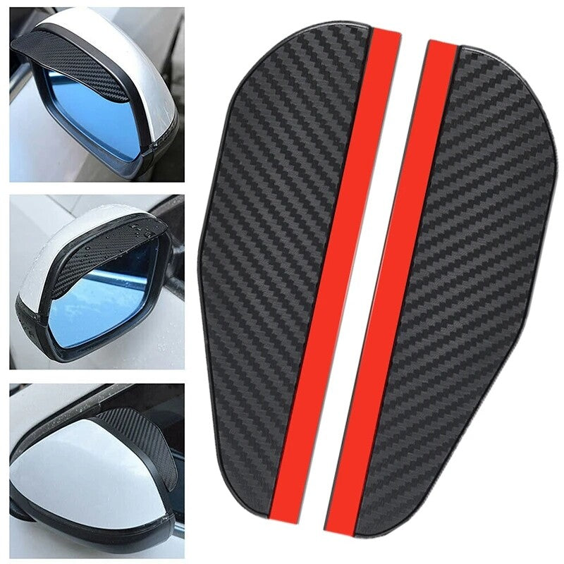 2 PCS Car Rear View Side Mirror Rain Board Eyebrow Guard Carbon Fiber Sun Visor