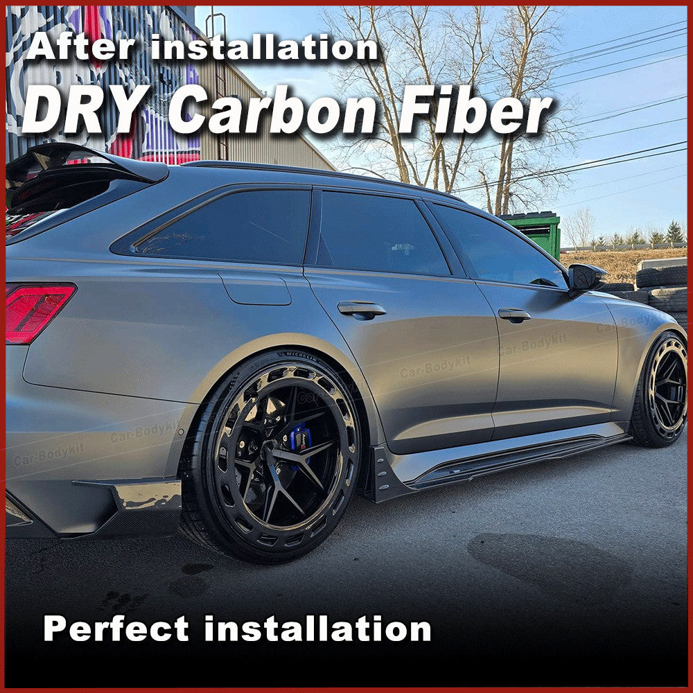 for Audi RS6 RS7 C8 Avant Wagon 19+ Dry Carbon Side Skirt Extension Lip Spoiler