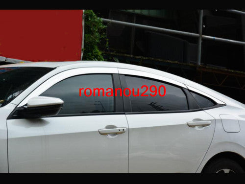6X for Honda for Civic Sedan 2016-2021 Chrome Window Vent Sun Rain Guard Door Visors