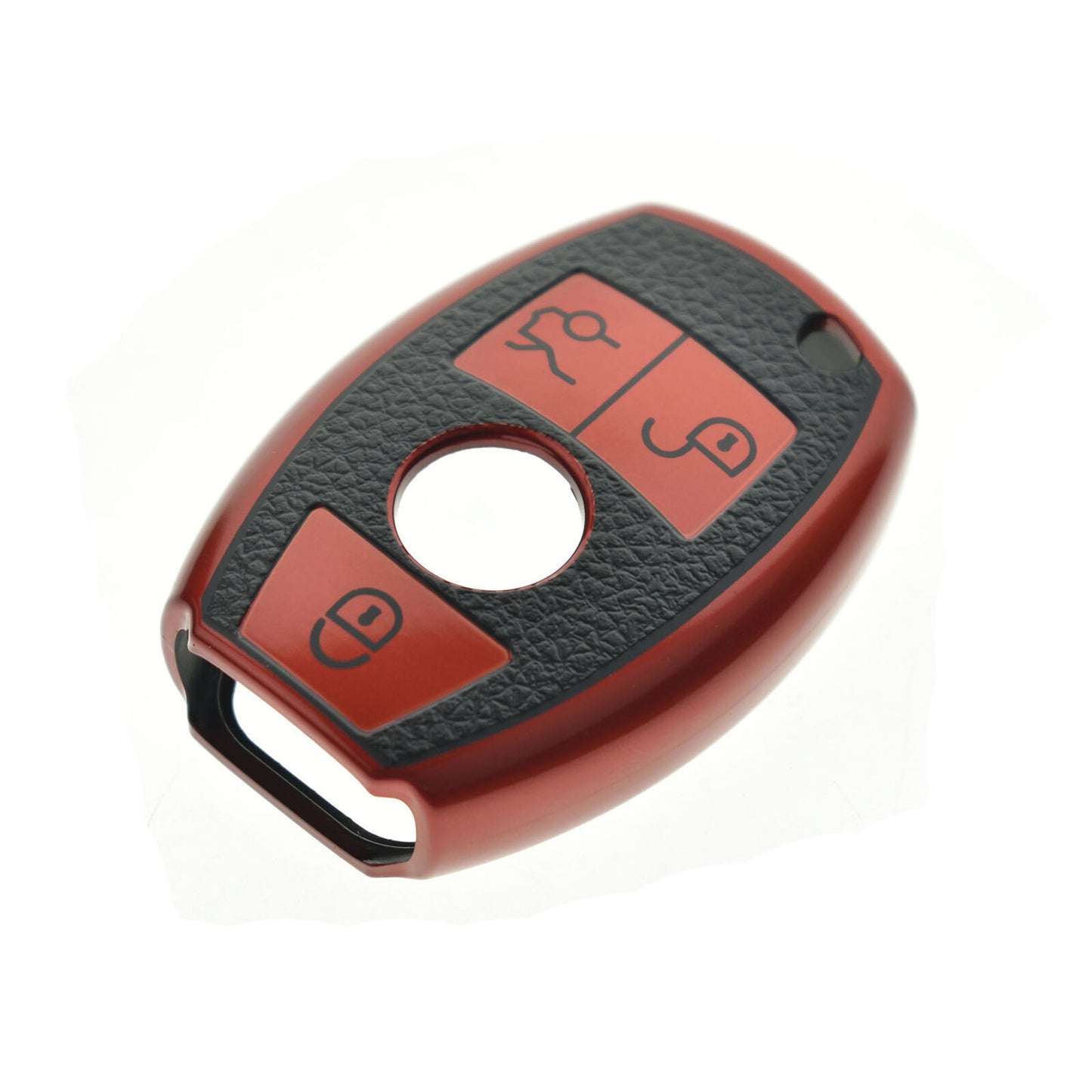 Keyless Remote Entry Key Fob Shell Cover Case TPU Leather Red for Mercedes Benz