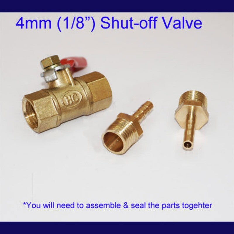 Brass Union Flow Control Shut-off Ball Valve Fitting Hose Barb Tube 1/8 in 4mm Q