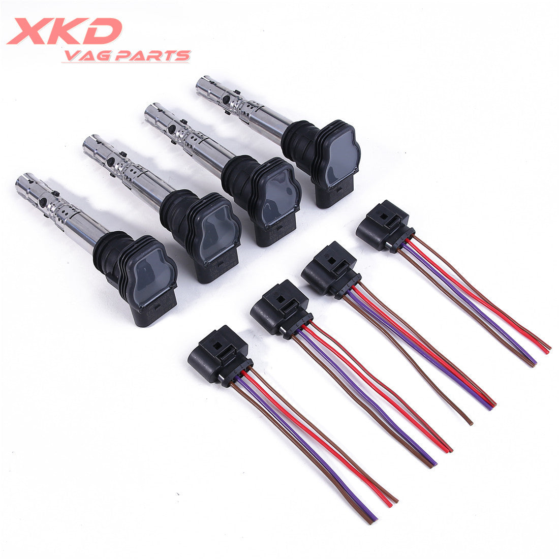 4 ignition coils and connectors suitable for Volkswagen for Golf for Bora , for Audi A4 1.8T, AVJ 2.0L ALT