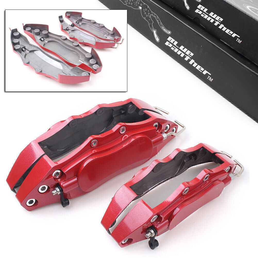 4pcs Car 3D Metal Brake Caliper Covers Universal Front &Rear Large+Medium Red Q