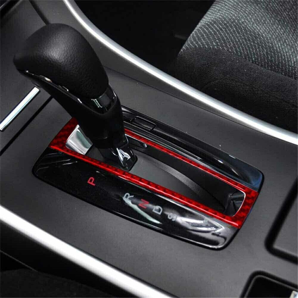 Red Carbon Fiber Central Control Gear Shift Box Trim for Honda Accord 2013-2017