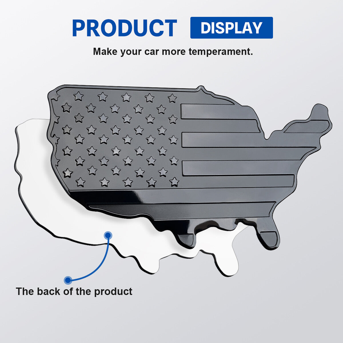 7-inch x 4-inch US map flag badge, black 3D decal, aluminum metal badge sticker - n