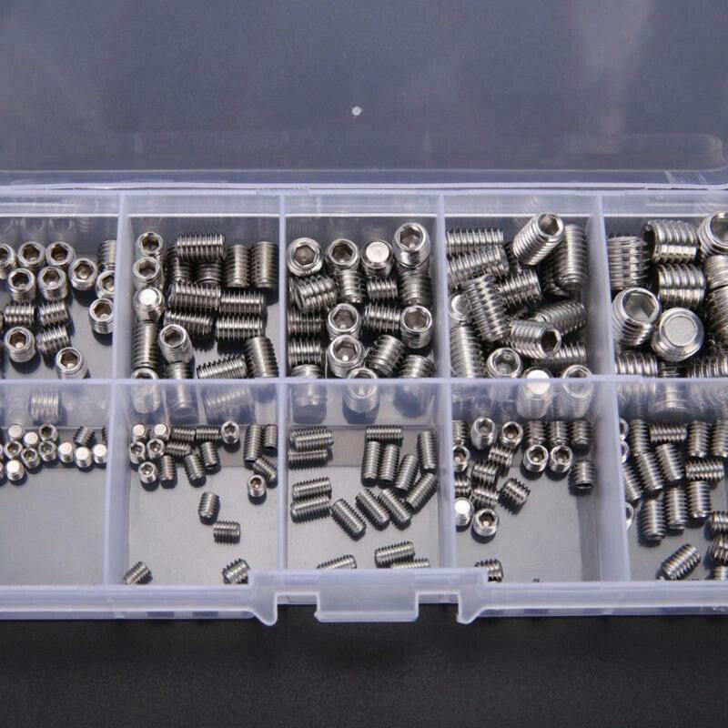 200¡ÁM3 M4 M5 M6 M8 Car Stainless Steel Head Socket Hex Grub Screw Assortment v
