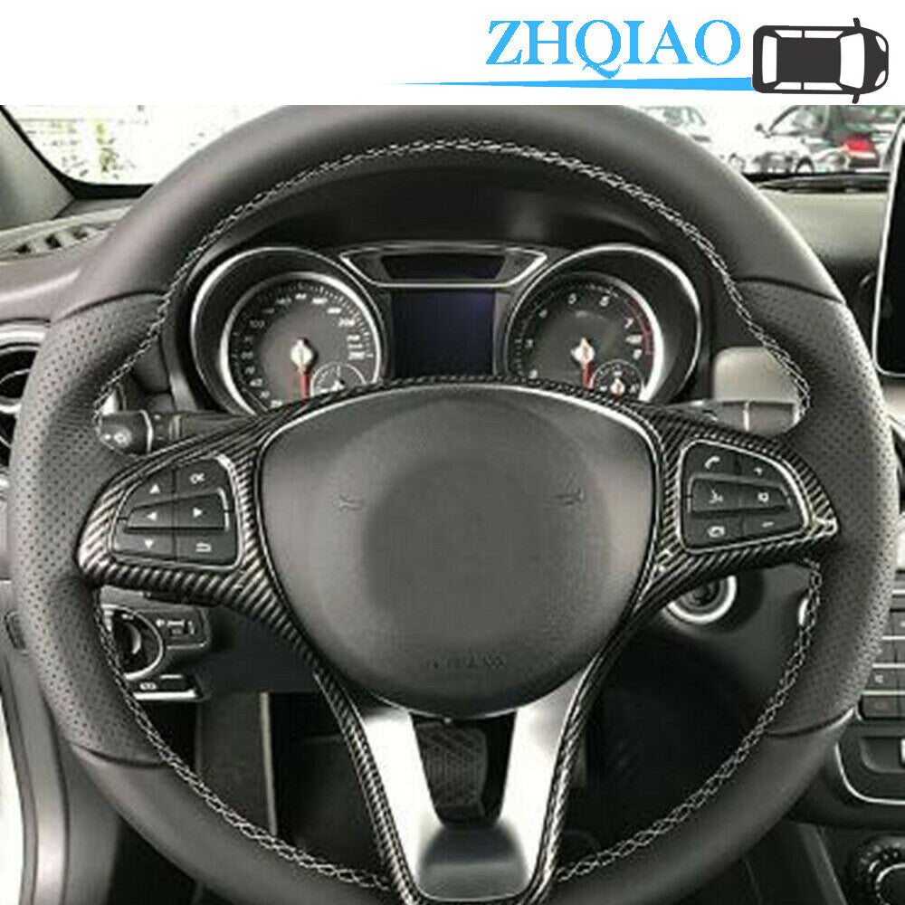 Carbon Fiber Steering Wheel Cover Trim Fits for Benz C-Class W205 14-17 / GLC-Class