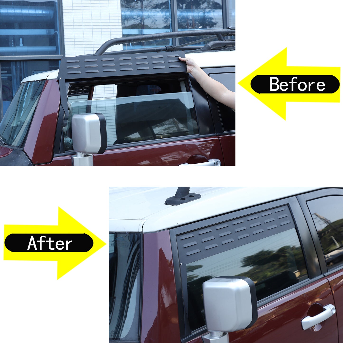 Rear door window Louver vent panel trim suitable for Toyota FJ Cruiser 2007 - 2021