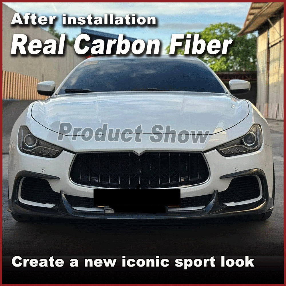 Fit for Maserati Ghibli M157 2014-16 REAL Carbon Front Bumper Chin Lip Spoiler