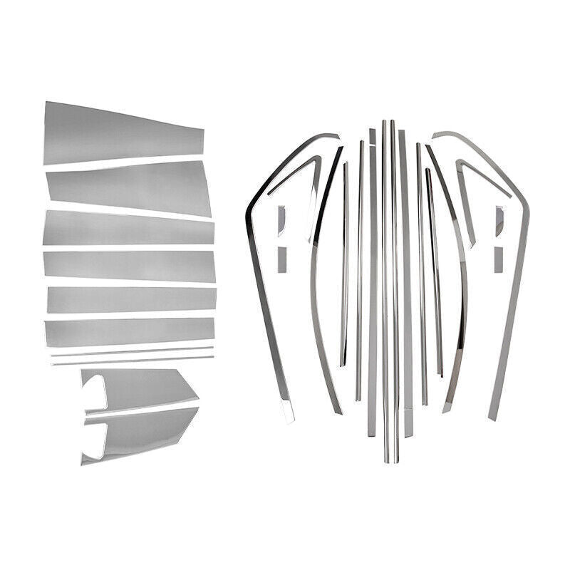 Silver Steel Window Molding W/pillars Post Cover Trim for Toyota for Sienna 11-2020