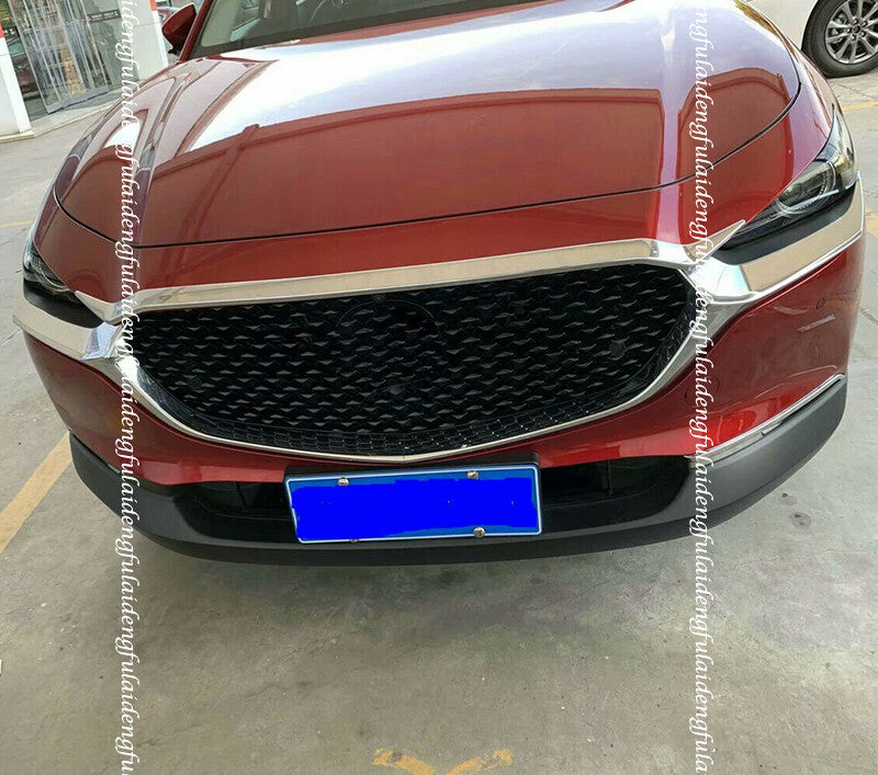 for Mazda CX-30 2020-2022 Chrome Front Grill Grille Engine Hood Cover Strip Trim