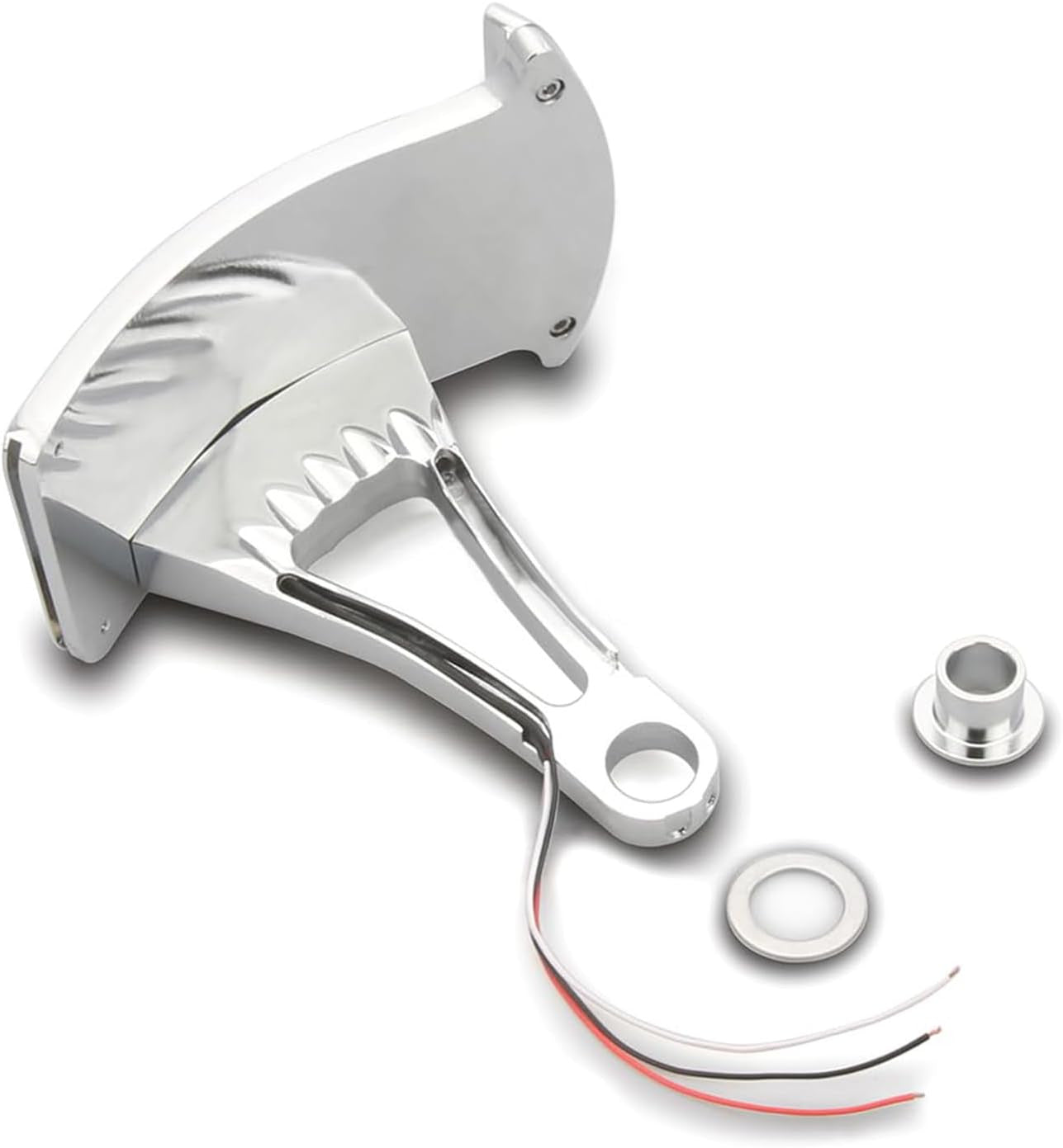 Chrome Half-Moon LED Taillight w/Curved Vertical License Plate Mount for Harley