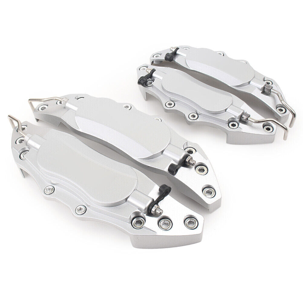 4x Car 3D Metal Brake Caliper Covers Universal Front & Rear Large+Medium Silver Q