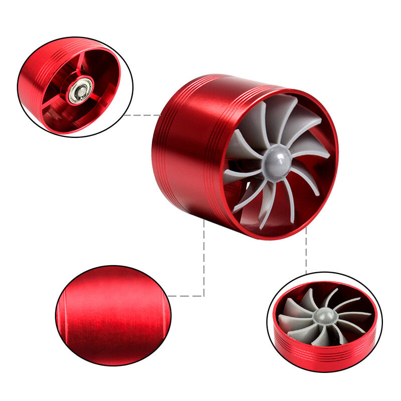US 2.5-2.9Air Intake Turbonator Single Fan Turbine Fuel Saver Supercharger Red v