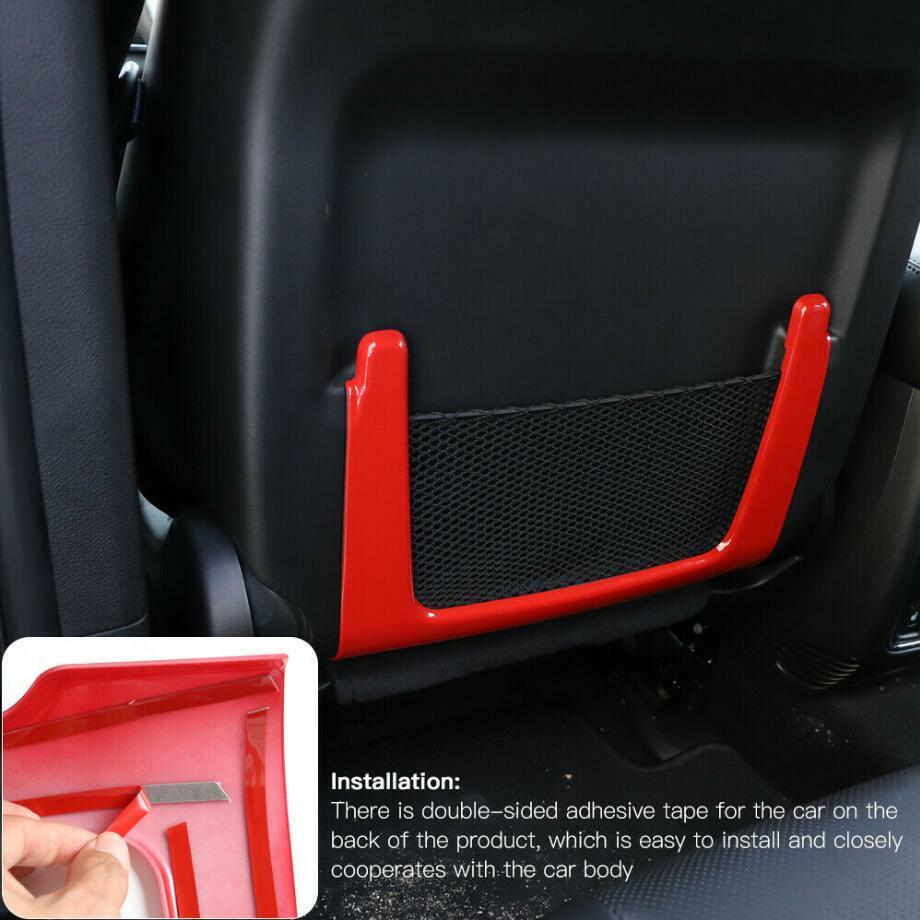 Suitable for Dodge Durango 2011-2021, Red Interior for Seat Back Storage Frame Cover Trim (2 Pieces)