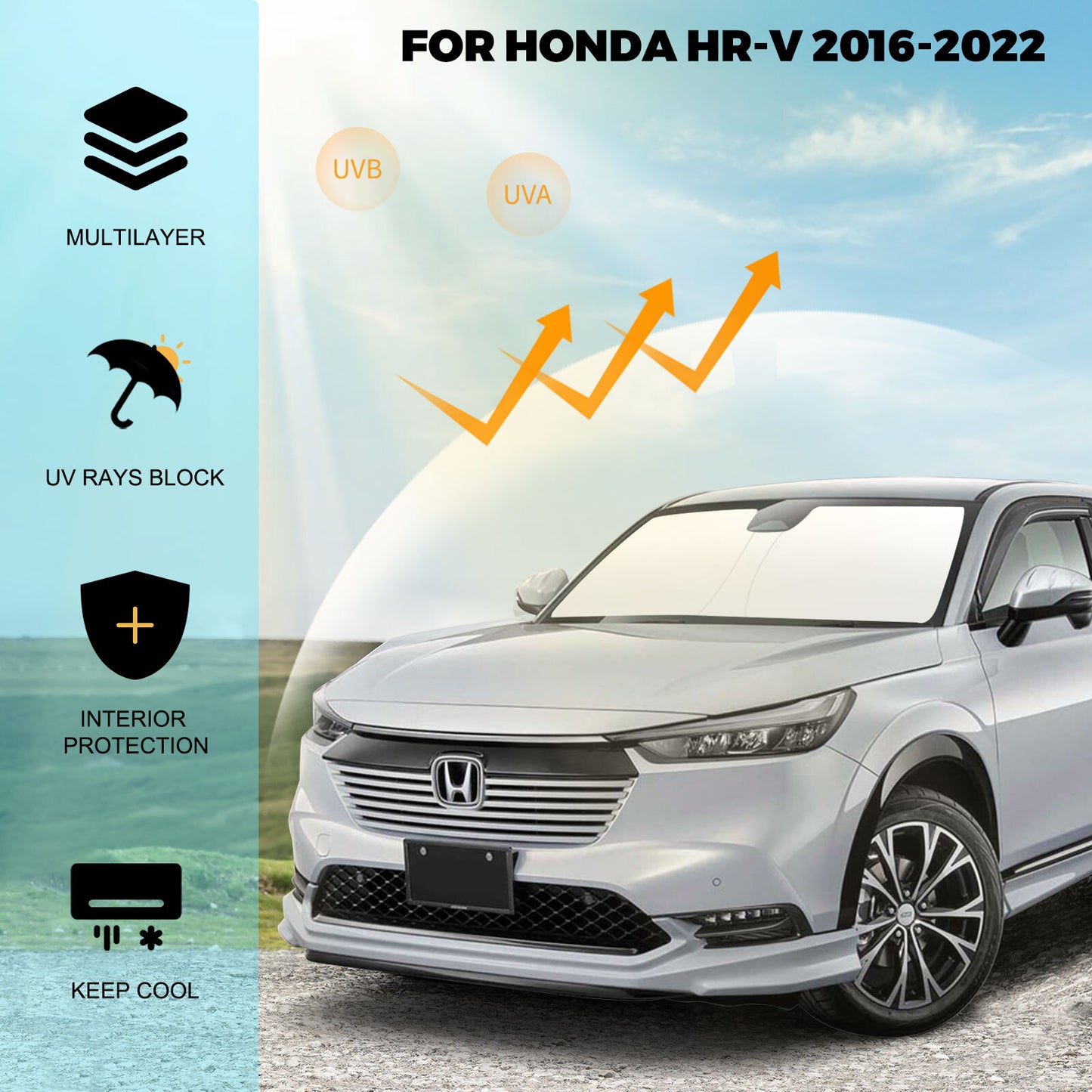 for Honda HR-V HRV 2016-2022 Windshield Sun Shade Foldable Visor UV Heat Block