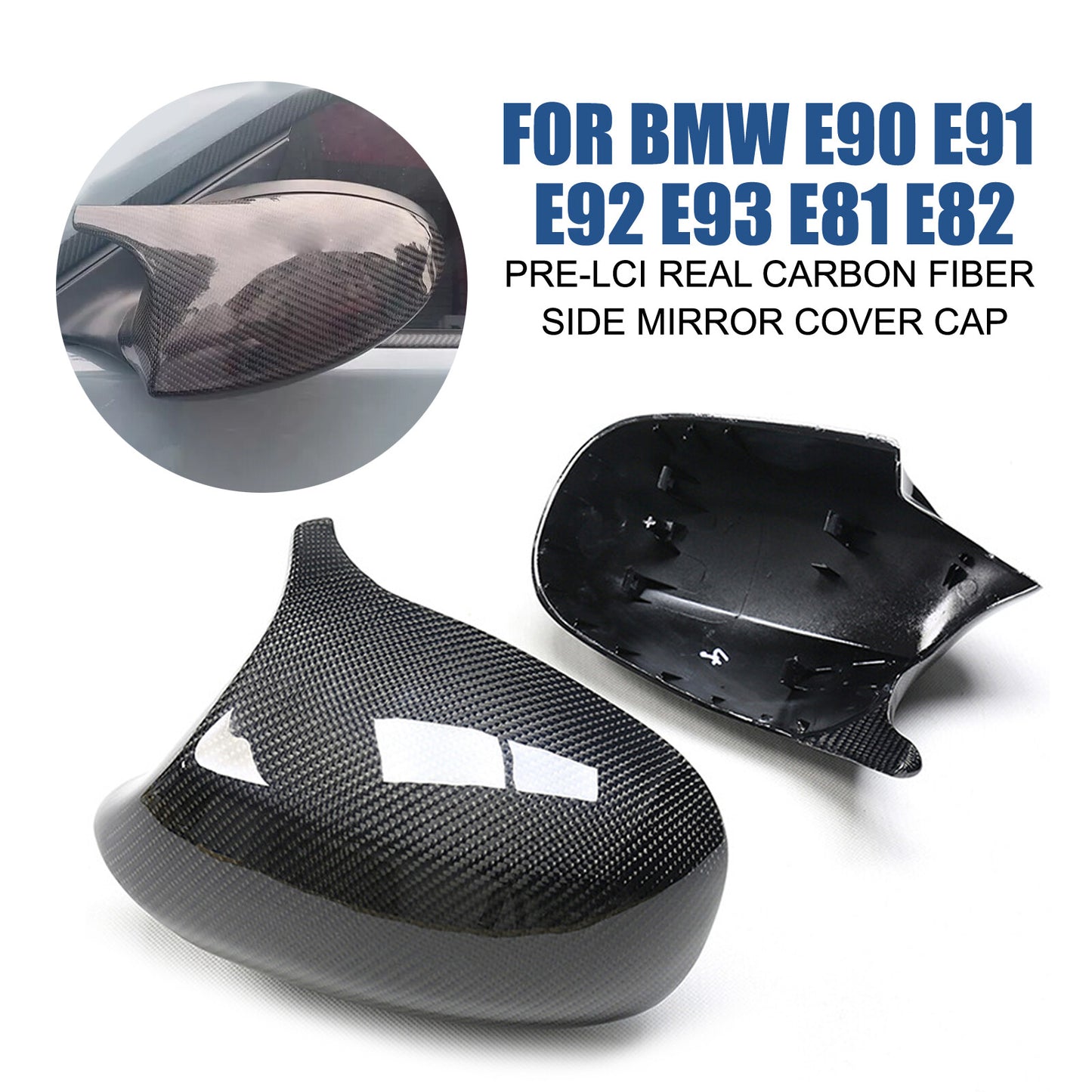 for BMW E90 E91 E92 E93 E81 E82 Pre-LCI Real Carbon Fiber Side Mirror Cover
