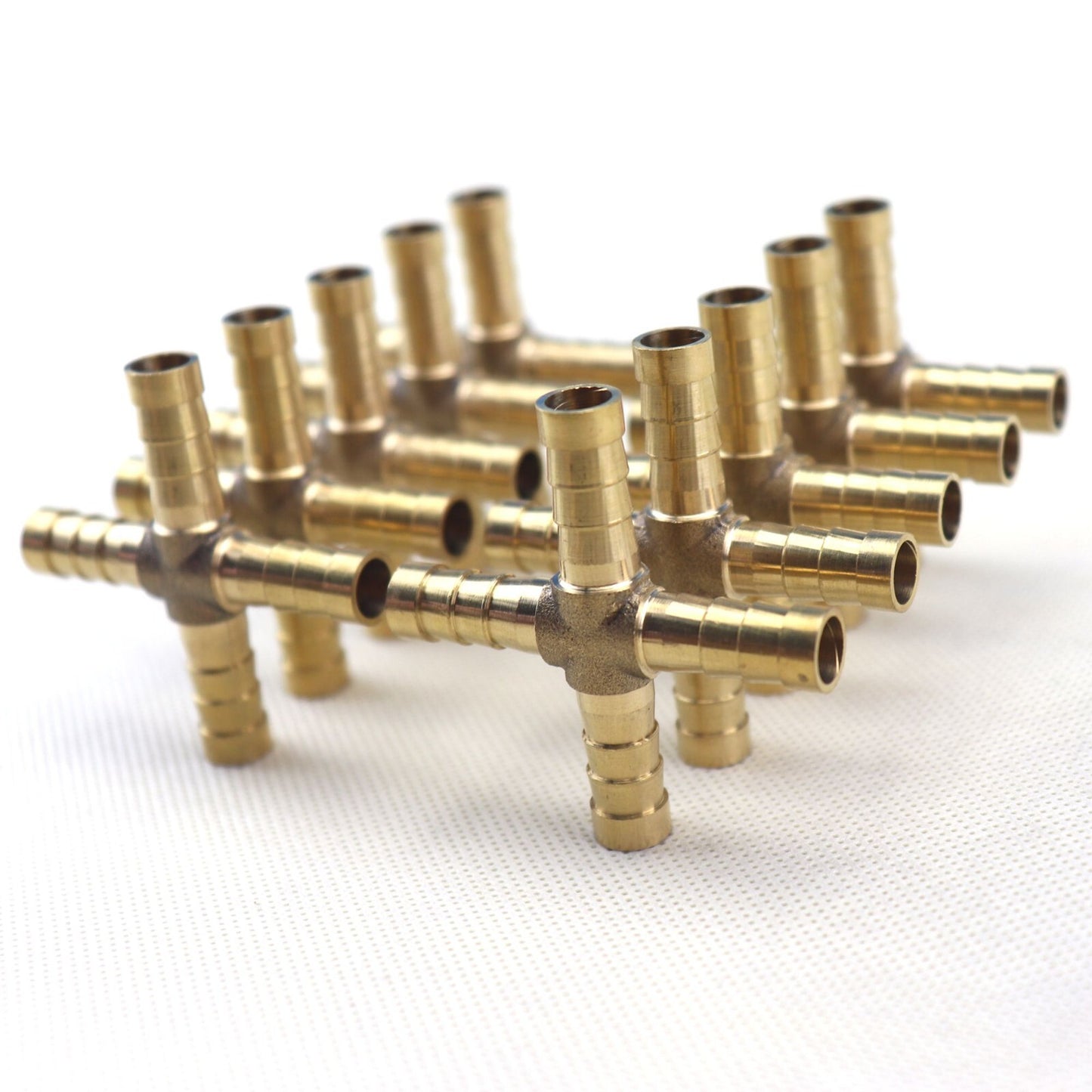 10pcs HOSE BARB 4 WAY Cross Brass Pipe Fitting Thread Gas Fuel Water Air5/168mm