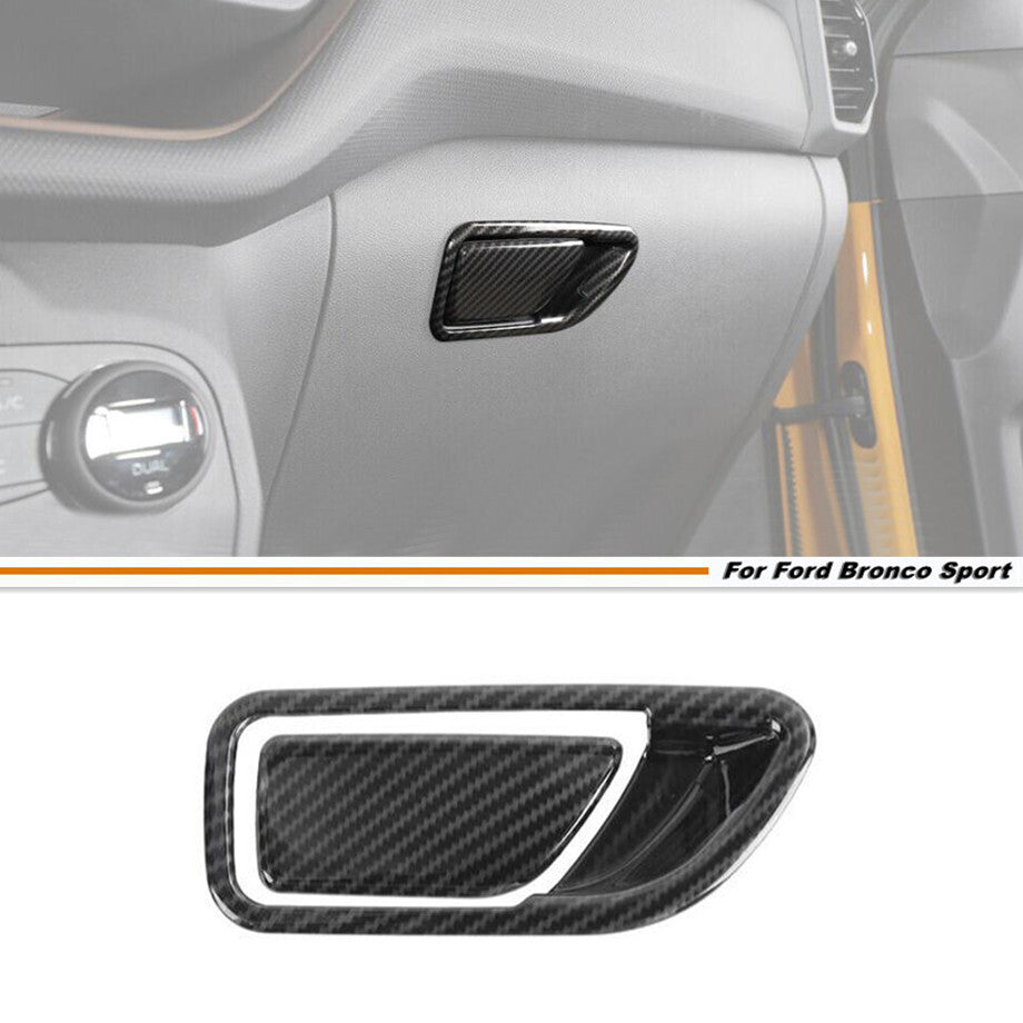 For Bronco Sport 21-2024 Carbon Car for Co -pilot Storage Box Handle Trim Cover v