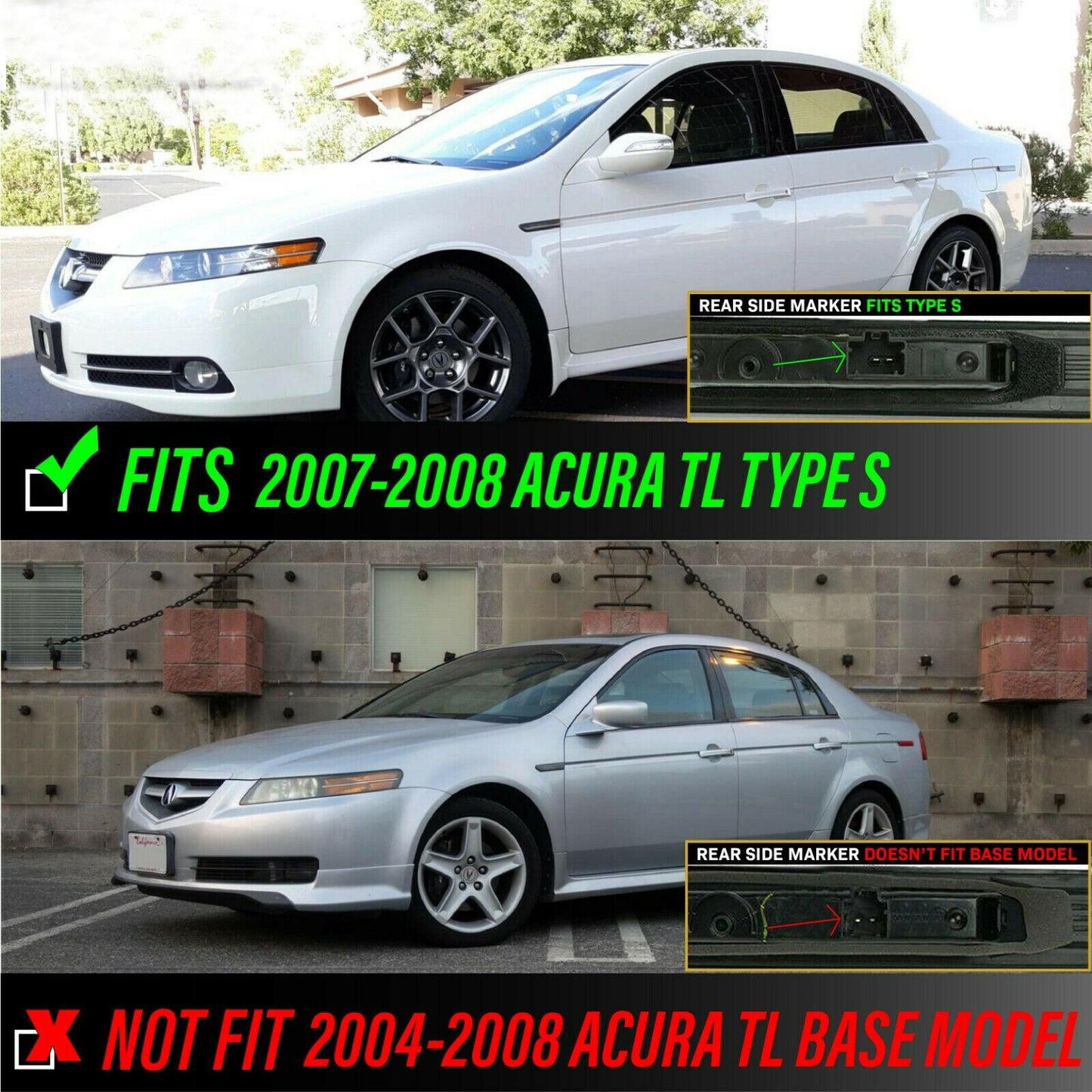 Rear bumper mudguard LED side marker signal light set suitable for 2007-08 for Acura TL S model- v