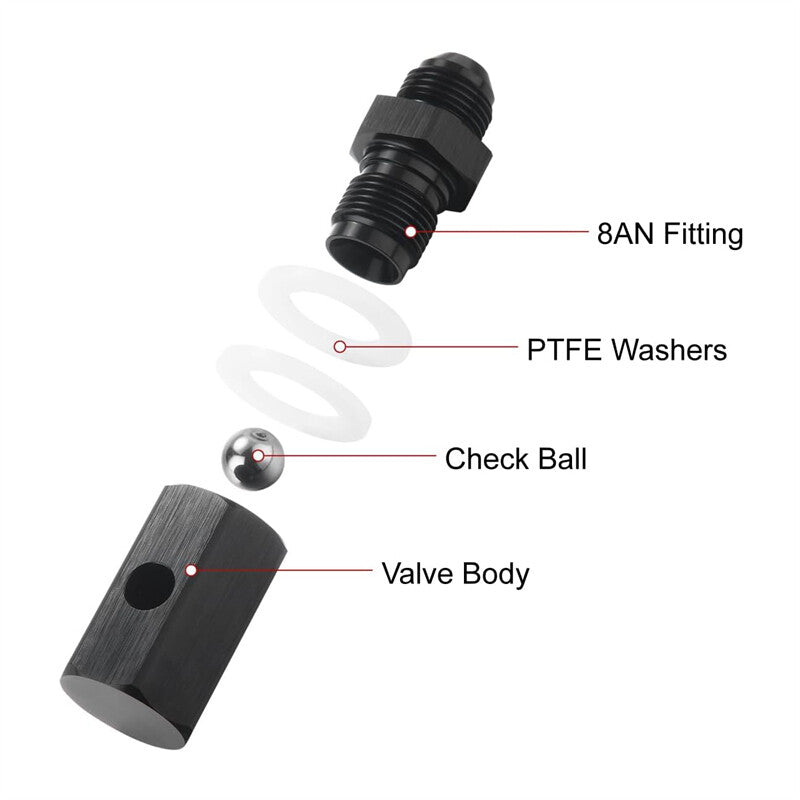 8AN Male Fuel Cell Tank Rollover Vent Valve Mounted Hose Line Fitting Aluminum Q
