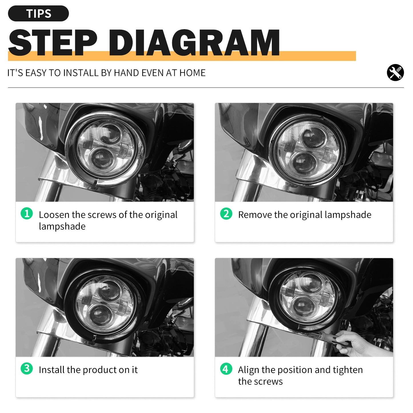 7 Headlight Lamp Trim Ring Bezel Visor Fit for Harley FLHX CVO 14-UP FLHR 94-UP