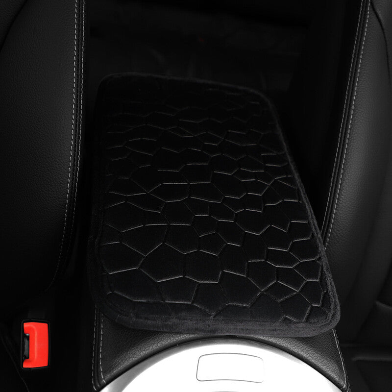 Car Short Plush Breathable Fashionable Central Armrest Case Cover Mat Black v
