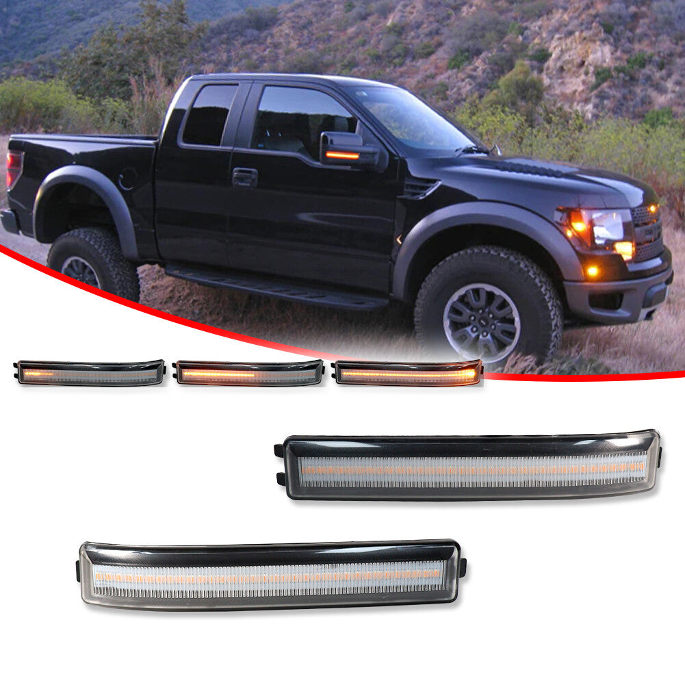 Sequential Blinker Amber LED Side Mirror Lights Pair for 2009-14 for F150- v