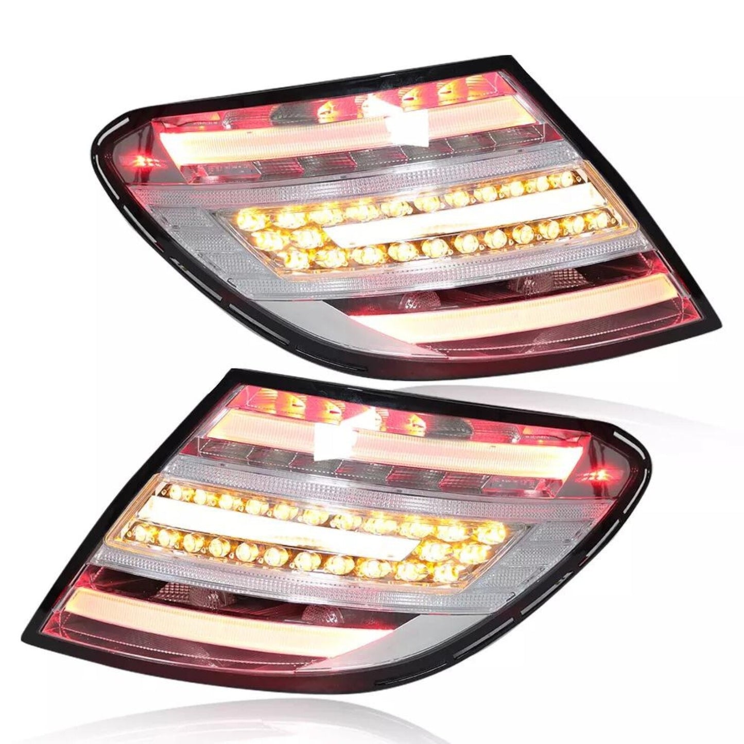 A pair of rear LED brake taillights are available on 2011-2014 for Mercedes-Benz W204, C250, C300, and C350 models.