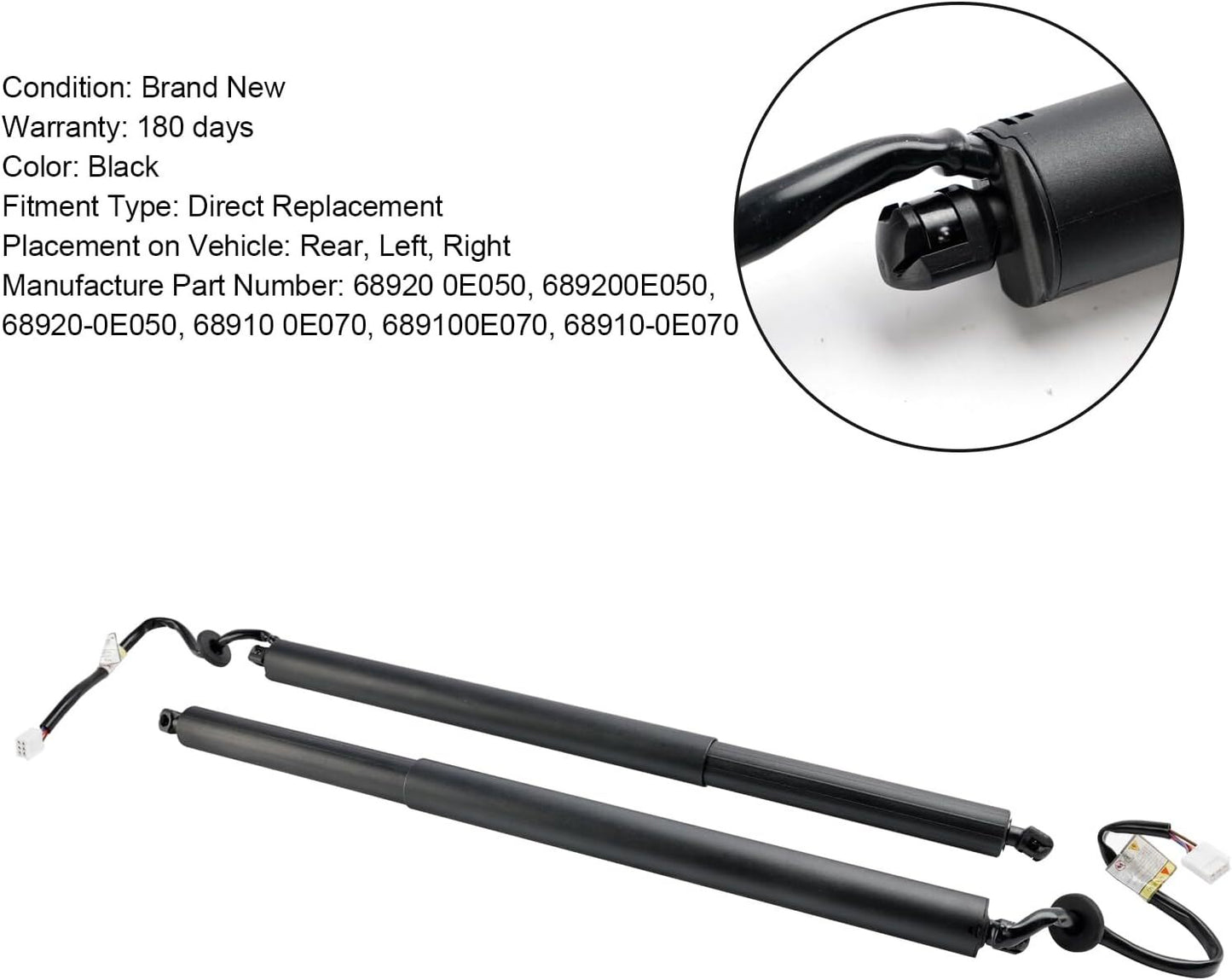 2Pcs Tailgate Lifter Left Right 68910-0E070 68920-0E050 For Highlander 21-2023