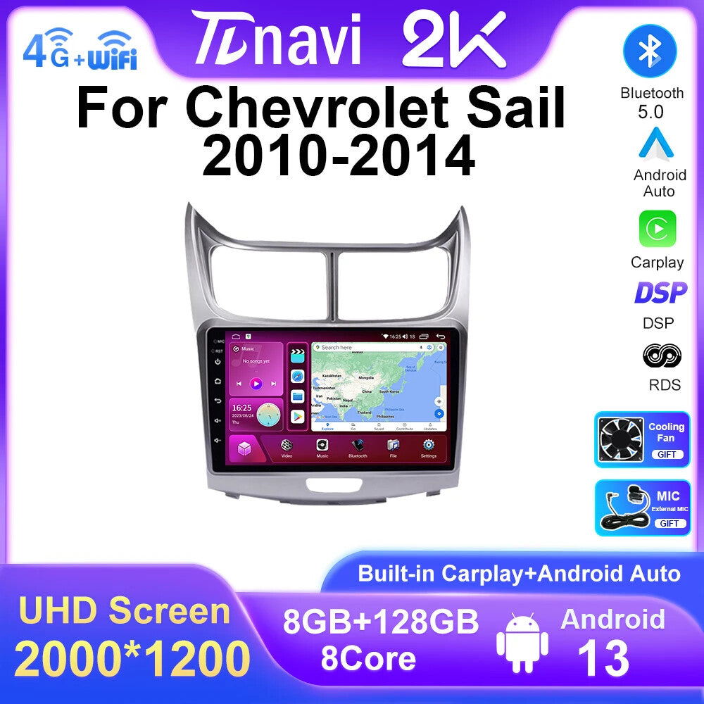 for Chevrolet Sail 2010-2014 Android CarPlay Car Radio GPS Stereo Player Screen